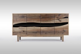 Massivholz Sideboard aus Walnussholz mit Epoxidharz