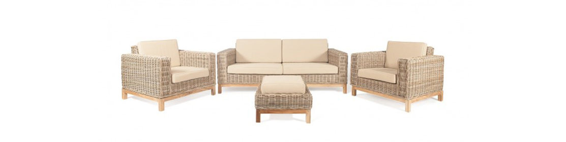 Lounge Terra aus Teakholz und Rattan für Garten und Terasse , Gartenmöbel